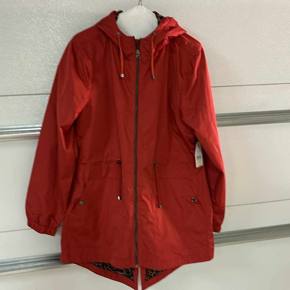 Time and Tru Lightweight Anorak Jacket Windbreaker NWT Spiced Cider Cheetah
